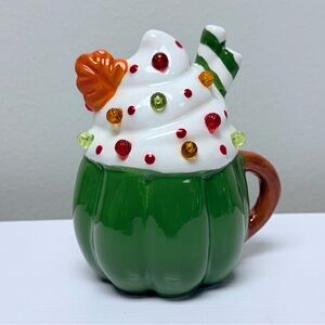 3 for $15 SALE Ceramic Pumpkin Hot Cocoa whip LED lit green mug fall decor